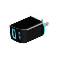 REIKO 1 AMP DUAL COLOR PORTABLE TRAVEL USB ADAPTER CHARGER IN NAVY BLACK