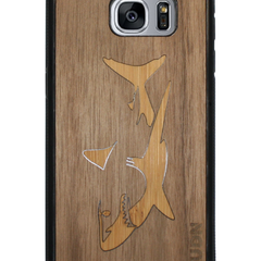 Slim Wooden Phone Case | Great White Shark in Bamboo / Walnut