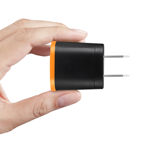 REIKO 1 AMP DUAL COLOR PORTABLE USB TRAVEL ADAPTER CHARGER IN ORANGE BLACK