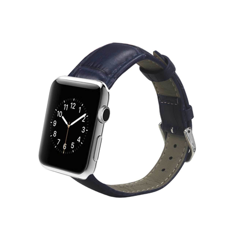 REIKO WATCH 38MM GENUINE LEATHER IWATCH BAND STRAP WITHOUT BAND ADAPTORS 38MM IN NAVY