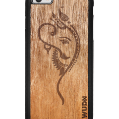 Slim Wooden Phone Case (Black) | Yoga Ganesha
