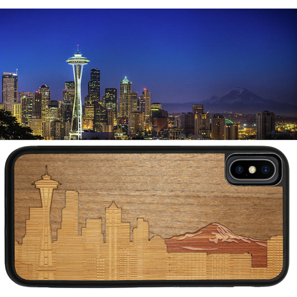 Slim Wooden Phone Case | Seattle Skyline Traveler