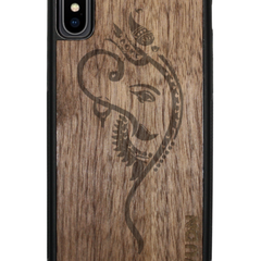 Slim Wooden Phone Case (Black) | Yoga Ganesha