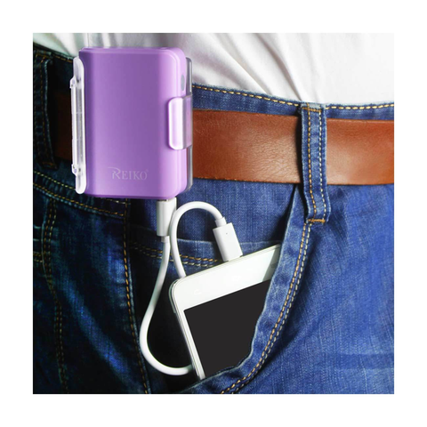 REIKO 4000MAH UNIVERSAL POWER BANK WITH CABLE IN PURPLE