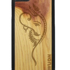 Slim Wooden Phone Case (Black) | Yoga Ganesha