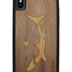 Slim Wooden Phone Case | Great White Shark in Bamboo / Walnut