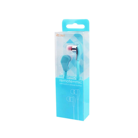 REIKO COLORFUL IN EAR HEADPHONES WITH TANGLE FREE CABLE AND MIC IN BLUE