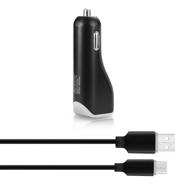 REIKO TYPE C CAR CHARGER WITH DATA USB CABLE IN BLACK