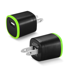 REIKO 1 AMP DUAL COLOR PORTABLE USB TRAVEL ADAPTER CHARGER IN GREEN BLACK