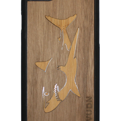 Slim Wooden Phone Case | Great White Shark in Bamboo / Walnut