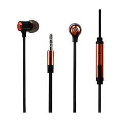 REIKO BASS IN EAR HEADPHONES WITH MIC IN ORANGE