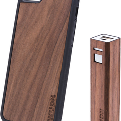 Slim Wooden iPhone Case & Lip-stick Wood Power Bank