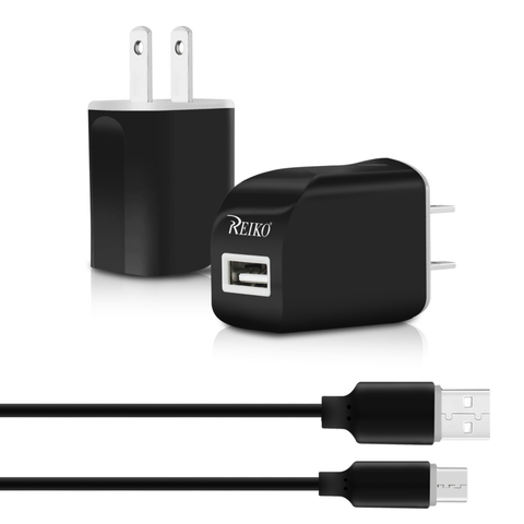 REIKO TYPE C TRAVEL CHARGER WITH DATA CABLE IN BLACK