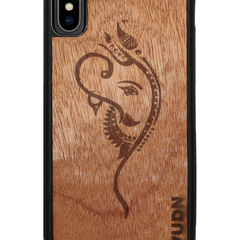 Slim Wooden Phone Case (Black) | Yoga Ganesha