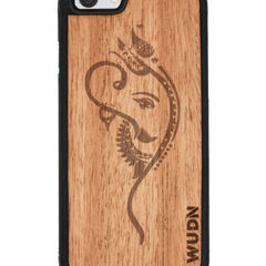 Slim Wooden Phone Case (Black) | Yoga Ganesha