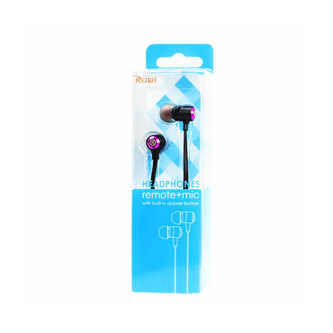 REIKO BASS IN EAR HEADPHONES WITH MIC IN HOT PINK