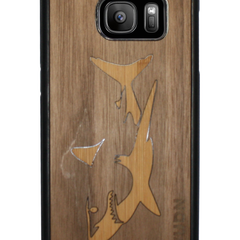 Slim Wooden Phone Case | Great White Shark in Bamboo / Walnut
