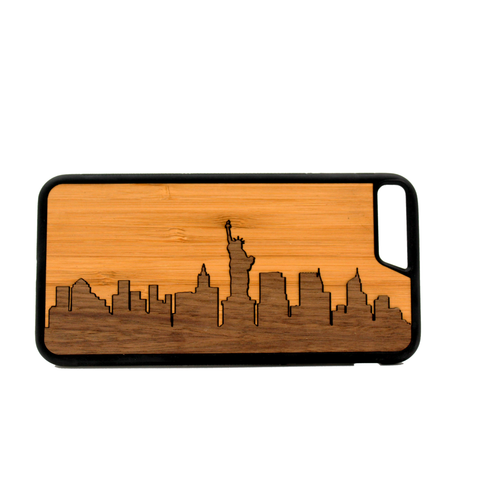Slim Wooden Phone Case | New York Skyline Traveler