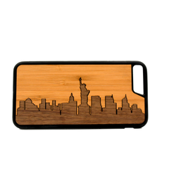 Slim Wooden Phone Case | New York Skyline Traveler