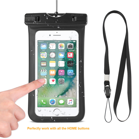 REIKO WATERPROOF CASE FOR IPHONE 6 PLUS/ 6S PLUS/ 7 PLUS OR 5.5 INCH DEVICES WITH WRIST STRAP IN BLACK