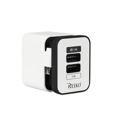 REIKO 2 AMP DUAL PORT PORTABLE TRAVEL ADAPTER CHARGER IN BLACK