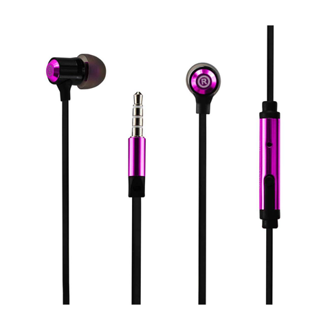 REIKO BASS IN EAR HEADPHONES WITH MIC IN HOT PINK