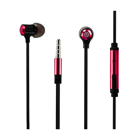 REIKO BASS IN EAR HEADPHONES WITH MIC IN RED