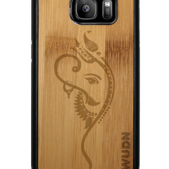 Slim Wooden Phone Case (Black) | Yoga Ganesha
