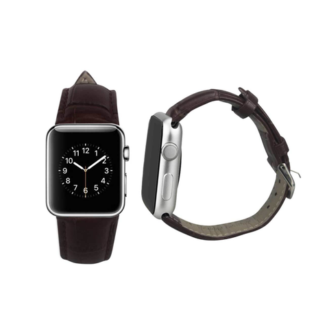 REIKO WATCH 42MM GENUINE LEATHER IWATCH BAND STRAP WITHOUT BAND ADAPTORS 38MM IN BROWN