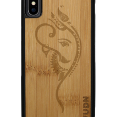 Slim Wooden Phone Case (Black) | Yoga Ganesha