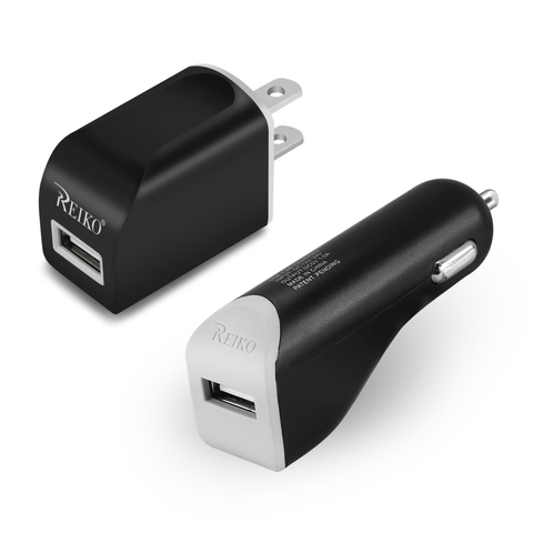 Reiko Micro 1 AMP 3-In-1 Car Charger Wall Adapter With USB Cable In Black