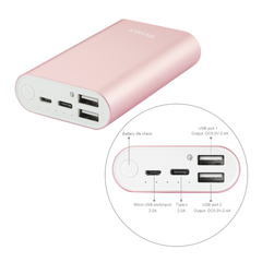 REIKO 2A5V 6800MAH UNIVERSAL POWER BANK WITH MICRO CABLE AND DURAL OUTPUT PORT IN ROSE GOLD