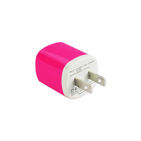 REIKO 1 AMP WALL USB TRAVEL ADAPTER CHARGER IN HOT PINK