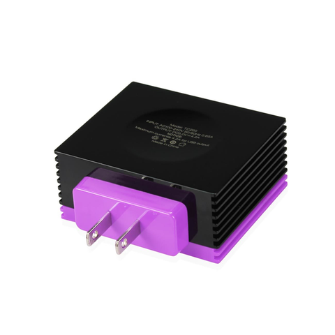 REIKO 4 AMP FOUR PORTS PORTABLE TRAVEL STATION CHARGER IN PURPLE