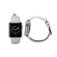 REIKO WATCH 42MM GENUINE LEATHER IWATCH BAND STRAP WITHOUT BAND ADAPTORS 38MM IN WHITE