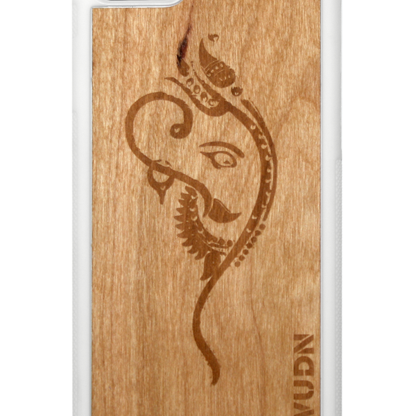 Slim Wooden Phone Case (White) | Yoga Ganesha