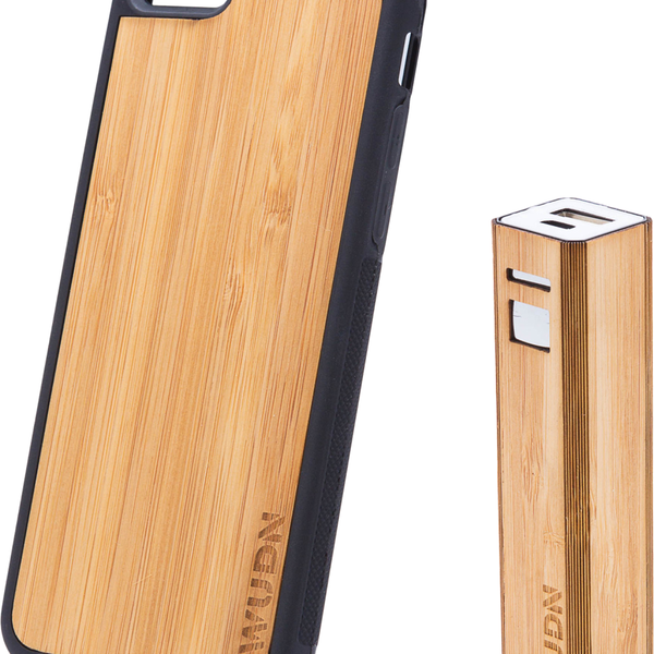 Slim Wooden iPhone Case & Lip-stick Wood Power Bank