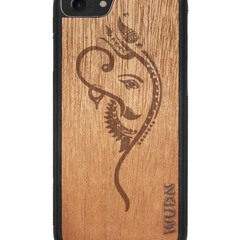 Slim Wooden Phone Case (Black) | Yoga Ganesha