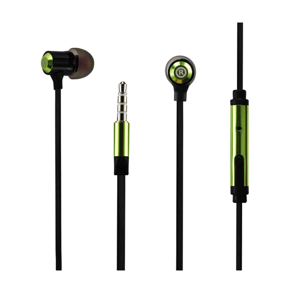 REIKO BASS IN EAR HEADPHONES WITH MIC IN GREEN