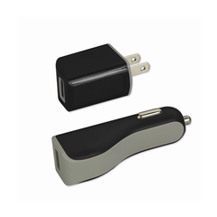 REIKO IPHONE 4G 1 AMP 3-IN-1 CAR CHARGER WALL ADAPTER WITH CABLE IN BLACK