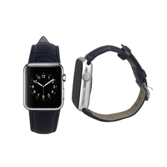 REIKO WATCH 38MM GENUINE LEATHER IWATCH BAND STRAP WITHOUT BAND ADAPTORS 38MM IN NAVY