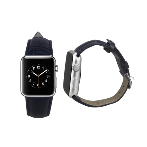 REIKO WATCH 42MM GENUINE LEATHER IWATCH BAND STRAP WITHOUT BAND ADAPTORS 38MM IN NAVY