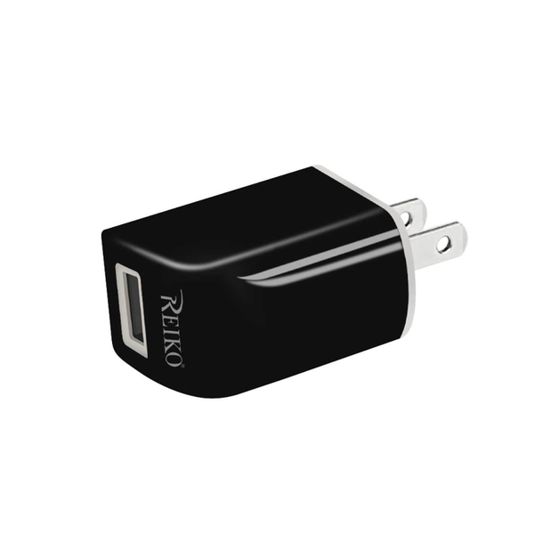 REIKO MICRO USB 1 AMP PORTABLE MICRO TRAVEL ADAPTER CHARGER WITH CABLE IN BLACK