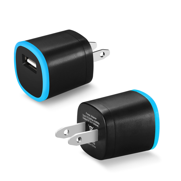 REIKO 1 AMP DUAL COLOR PORTABLE USB TRAVEL ADAPTER CHARGER IN BLUE BLACK