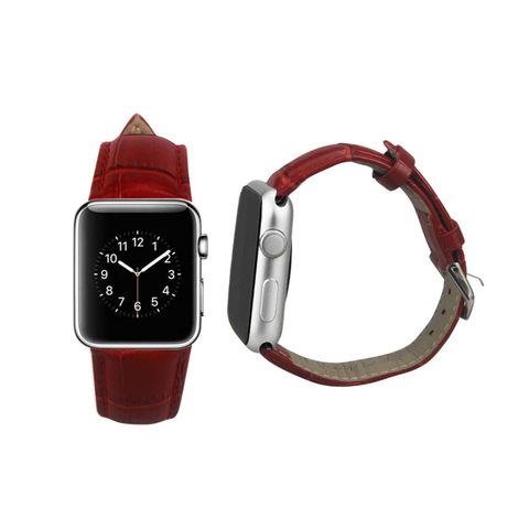 REIKO WATCH 42MM GENUINE LEATHER IWATCH BAND STRAP WITHOUT BAND ADAPTORS 38MM IN RED