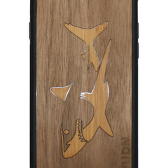 Slim Wooden Phone Case | Great White Shark in Bamboo / Walnut