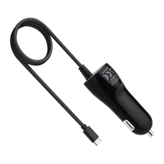 REIKO TYPE C CAR CHARGER WITH BUILT IN CABLE IN BLACK