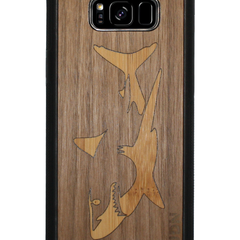 Slim Wooden Phone Case | Great White Shark in Bamboo / Walnut