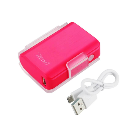 REIKO 4000MAH UNIVERSAL POWER BANK WITH CABLE IN HOT PINK