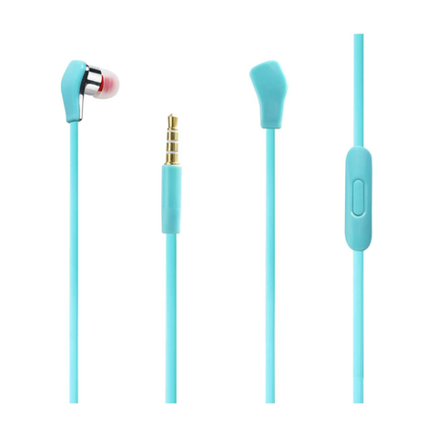 REIKO COLORFUL IN EAR HEADPHONES WITH TANGLE FREE CABLE AND MIC IN BLUE